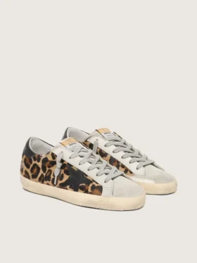 Super-Star para mujer en cuero con estampado de leopardo