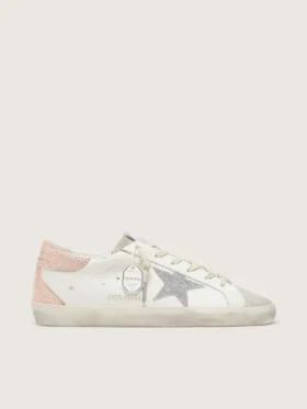 Super-Star para mujer en cuero con estrella de cristales Swarovski y lengüeta en el talón