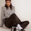 Super-Star para mujer en cuero plateado con inserciones en contraste
