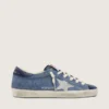 Super-Star para mujer en gamuza azul denim con estrella plateada brillante