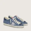 Super-Star para mujer en gamuza azul denim con estrella plateada brillante