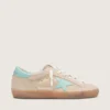 Super-Star para mujer en gamuza beige con estrella verde aguamarina