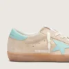 Super-Star para mujer en gamuza beige con estrella verde aguamarina