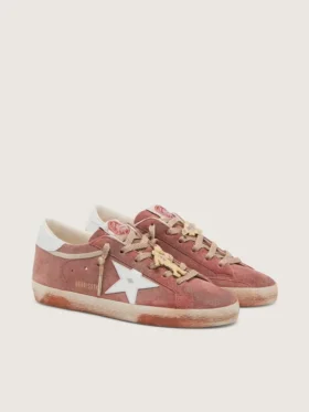 Super-Star para mujer en gamuza color óxido con estrella de cuero platino metalizado