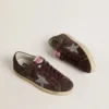 Super-Star para mujer en gamuza marrón con estrella plateada brillante
