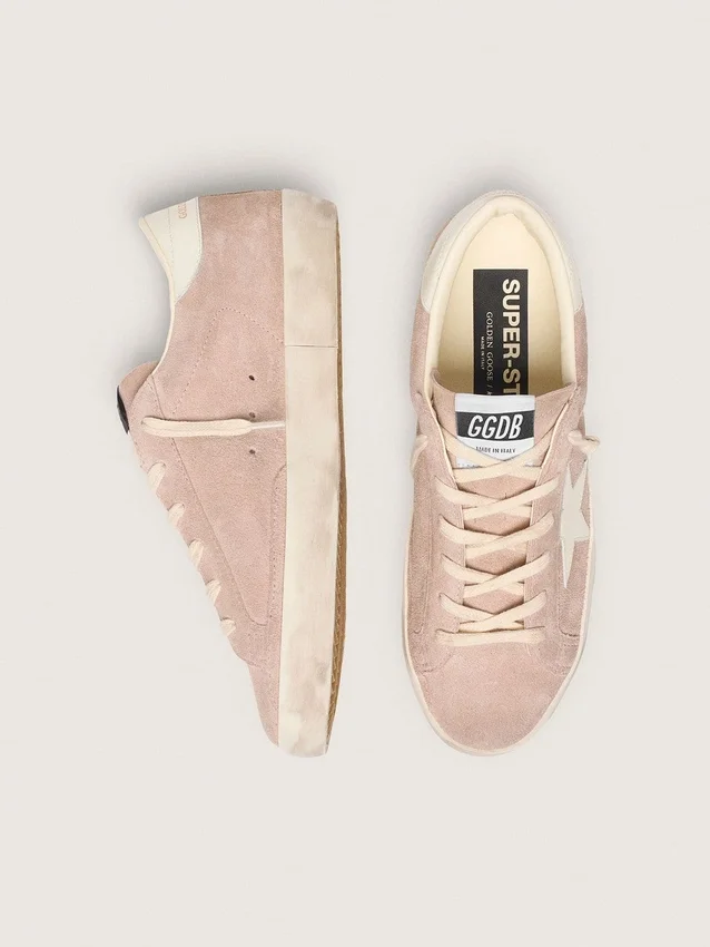 Super-Star para mujer en gamuza rosa empolvado con estrella blanca