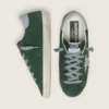 Super-Star para mujer en gamuza verde, con estrella plateada brillante y lengüeta de cuero en el talón