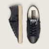 Super-Star para mujer en negro con purpurina, estrella de gamuza negra e inserciones de cuero