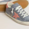Super-Star para mujer en nobuk azul con estrella y lengüeta del talón de gamuza rosa