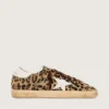 Super-Star para mujer en piel de potro con estampado de leopardo, estrella de cuero y lengüeta en el talón