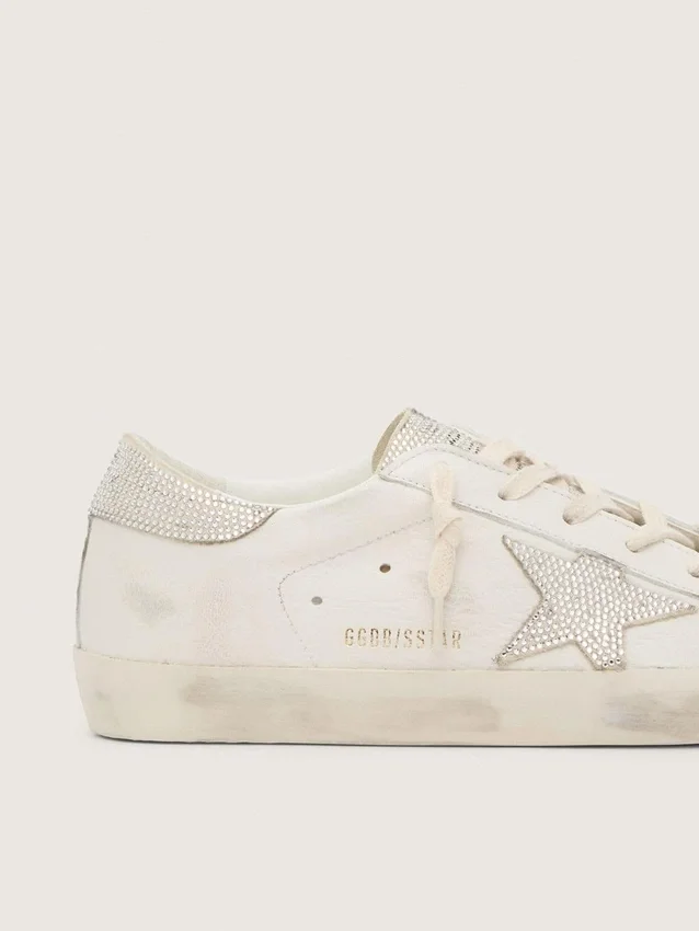 Super-Star para mujer en piel napa con estrella de cristales Swarovski y lengüeta en el talón
