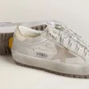 Super-Star Ski para mujer en nylon gris claro con estrella de cuero metalizado y lengüeta en el talón
