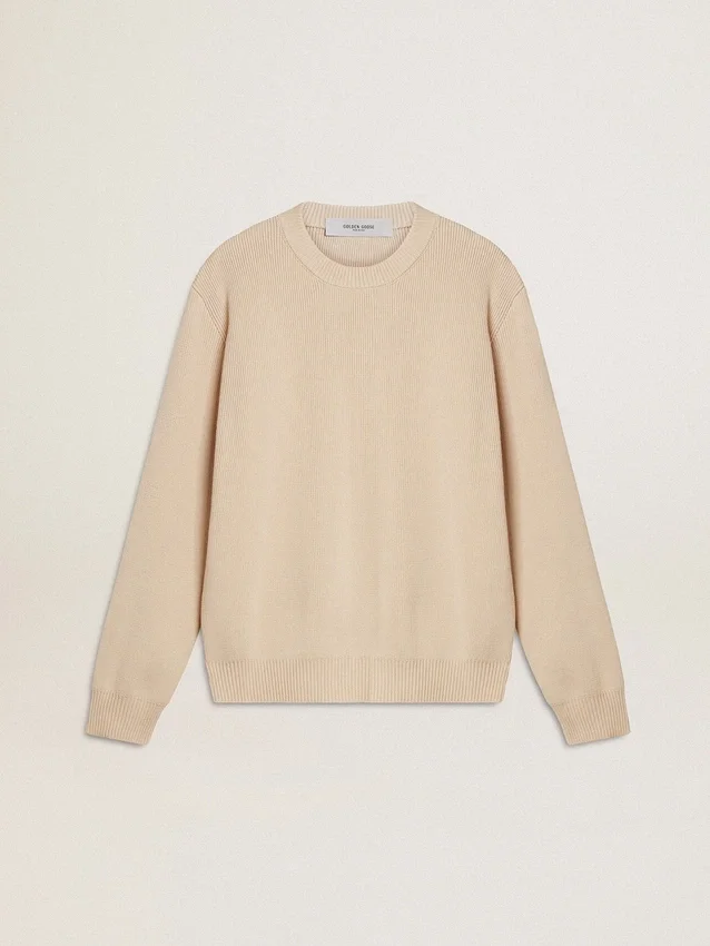 Suéter beige para mujer con letras «Golden» en la espalda
