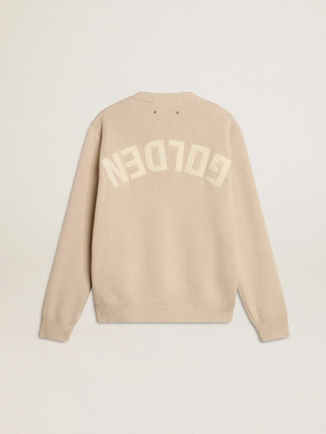 Suéter beige para mujer con letras «Golden» en la espalda