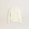 Suéter blanco de lana para niñas con perlas