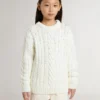 Suéter blanco de lana para niñas con perlas