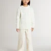Suéter blanco de lana para niñas con perlas