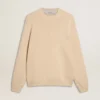 Suéter de cuello redondo beige para hombre con letras «Golden» en la espalda