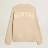 Suéter de cuello redondo beige para hombre con letras «Golden» en la espalda
