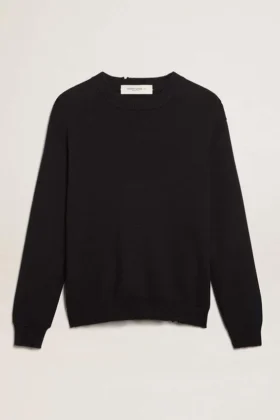 Suéter de cuello redondo para hombre en algodón azul oscuro