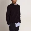 Suéter de cuello redondo para hombre en algodón azul oscuro