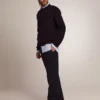 Suéter de cuello redondo para hombre en algodón azul oscuro