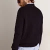 Suéter de cuello redondo para hombre en algodón azul oscuro