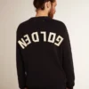 Suéter de cuello redondo para hombre en algodón azul oscuro con logotipo