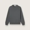 Suéter de cuello redondo para hombre en algodón gris oscuro con logotipo en la espalda