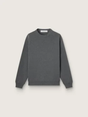 Suéter de cuello redondo para hombre en algodón gris oscuro con logotipo en la espalda