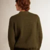 Suéter de cuello redondo para hombre en algodón verde militar