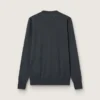 Suéter de cuello redondo para hombre en lana gris oscuro jaspeada