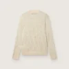 Suéter de cuello redondo para hombre en lana merino blanca con cristales por toda la prenda