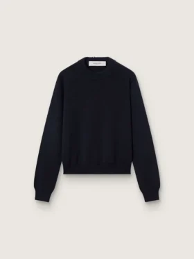 Suéter de cuello redondo para mujer en algodón azul oscuro