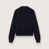 Suéter de cuello redondo para mujer en algodón azul oscuro