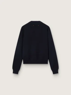 Suéter de cuello redondo para mujer en algodón azul oscuro