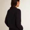 Suéter de cuello redondo para mujer en algodón azul oscuro