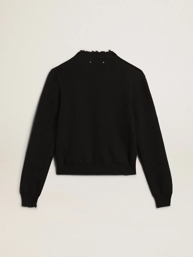 Suéter de cuello redondo para mujer en algodón azul oscuro