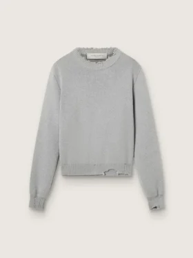 Suéter de cuello redondo para mujer en algodón gris