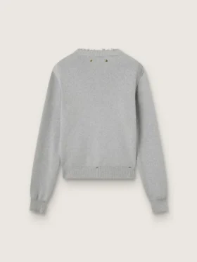 Suéter de cuello redondo para mujer en algodón gris