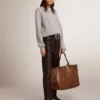 Suéter de cuello redondo para mujer en algodón gris