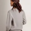 Suéter de cuello redondo para mujer en algodón gris