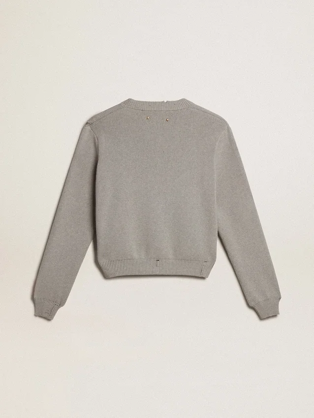 Suéter de cuello redondo para mujer en algodón gris