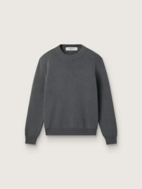 Suéter de cuello redondo para mujer en algodón gris oscuro con logotipo en la espalda
