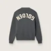 Suéter de cuello redondo para mujer en algodón gris oscuro con logotipo en la espalda
