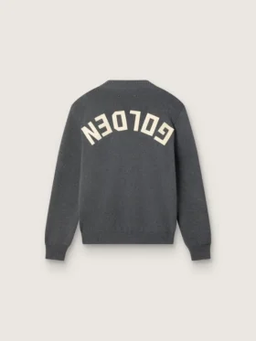 Suéter de cuello redondo para mujer en algodón gris oscuro con logotipo en la espalda