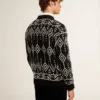 Suéter de mezcla de lana para hombre con cuello redondo y diseño de rombos en jacquard
