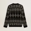 Suéter de mezcla de lana para hombre con cuello redondo y diseño de rombos en jacquard