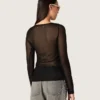 Suéter de mujer de cuello redondo con estampado jacquard floral negro
