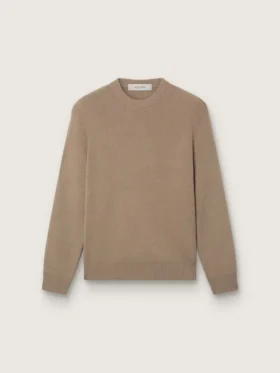 Suéter para hombre de algodón orgánico color topo claro con logotipo bordado